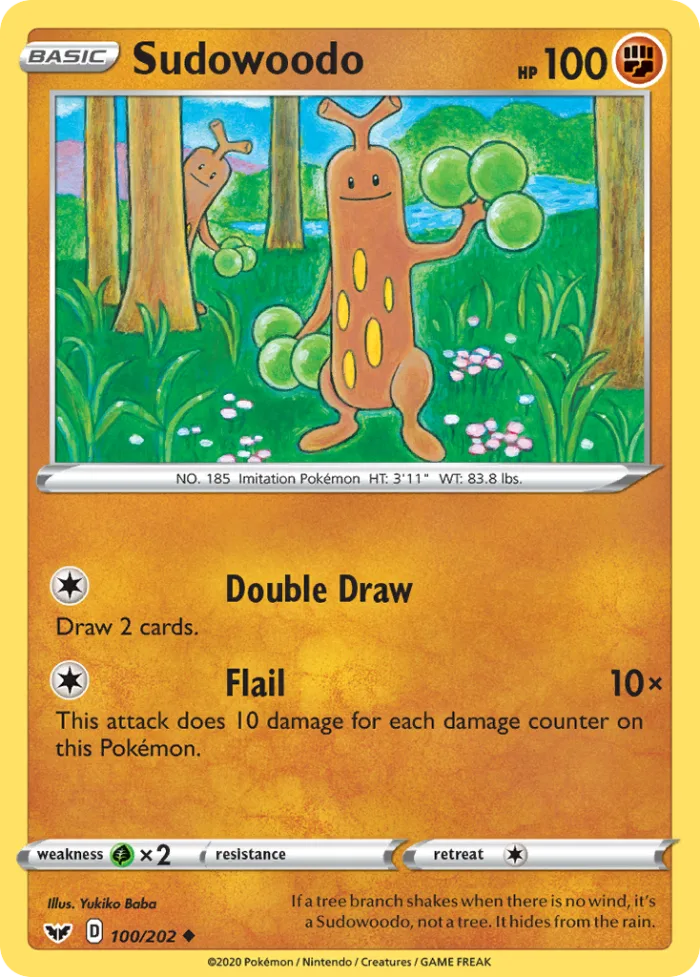 Sudowoodo #100 Sword & Shield Pokemon card