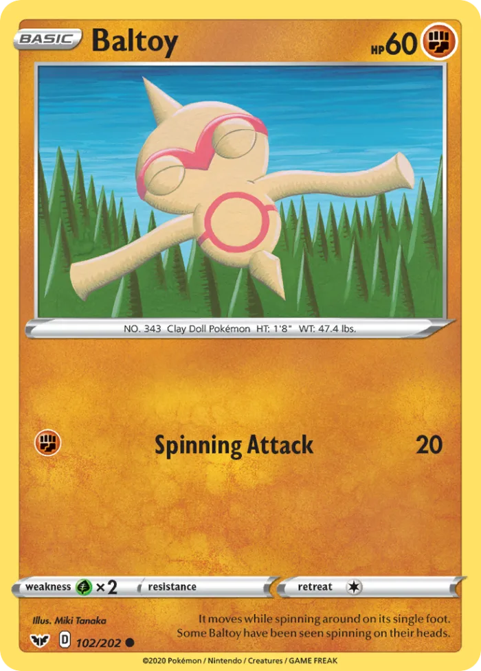 Baltoy #102 Sword & Shield Pokemon card