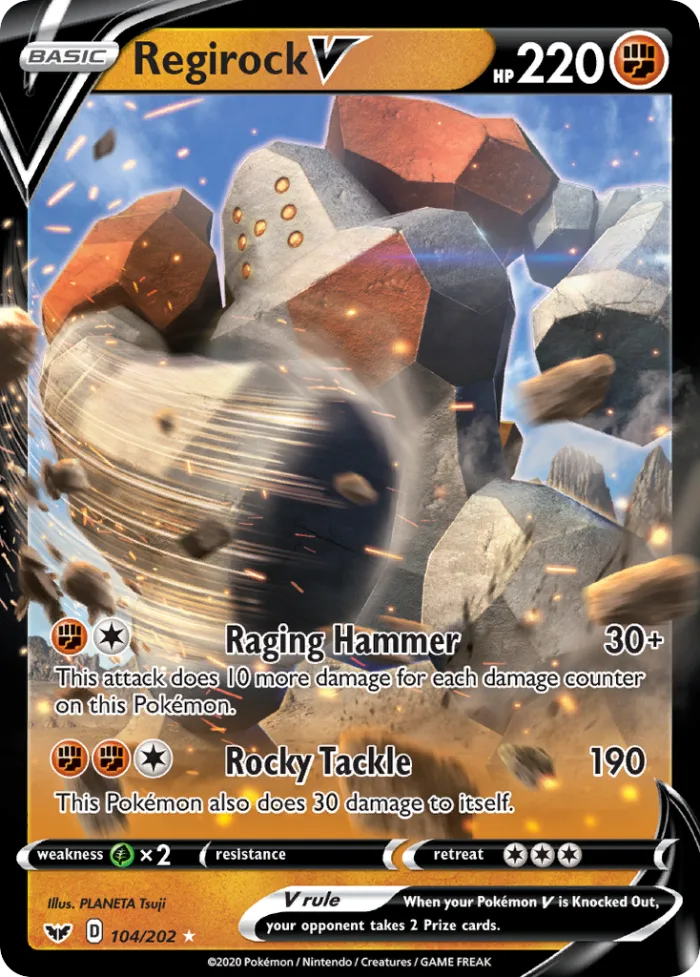Regirock V #104 Sword & Shield Pokemon card