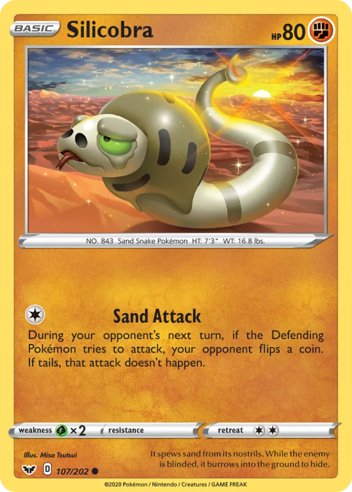 Silicobra #107 Sword & Shield Pokemon card