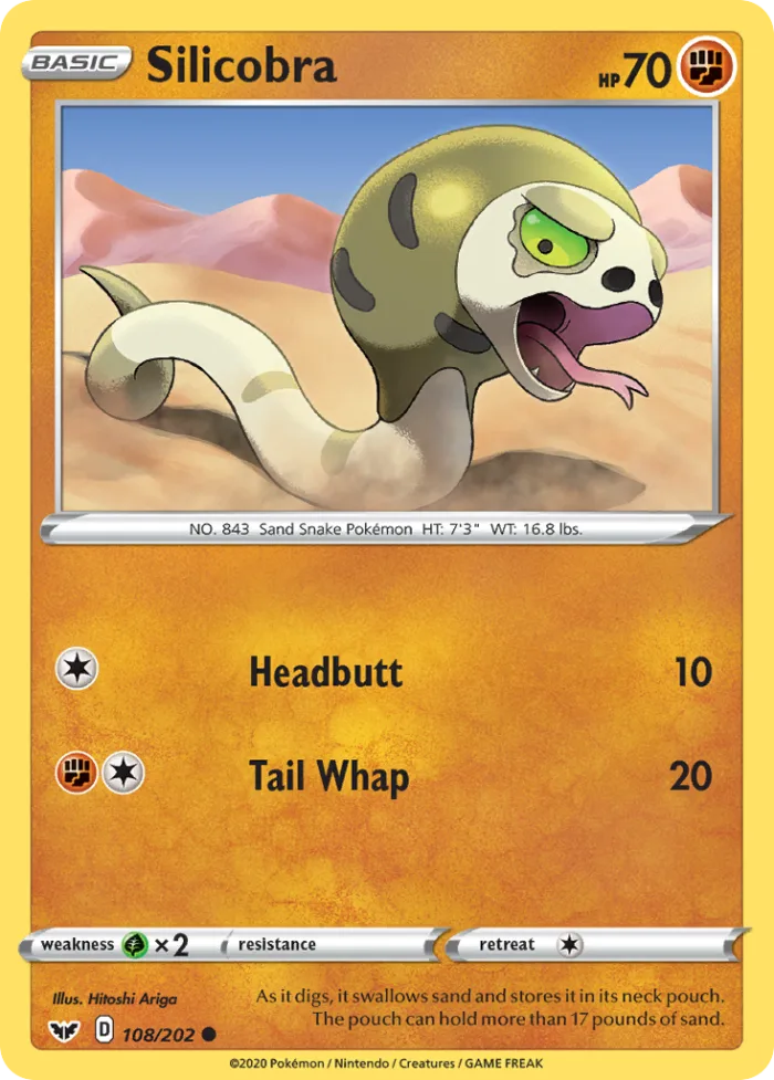 Silicobra #108 Sword & Shield Pokemon card