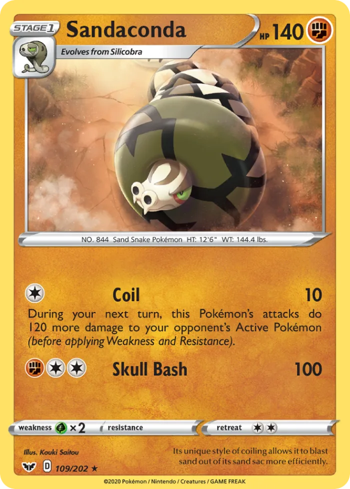 Sandaconda #109 Sword & Shield Pokemon card