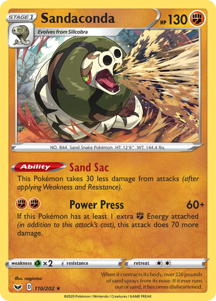 Sandaconda #110 Sword & Shield Pokemon card