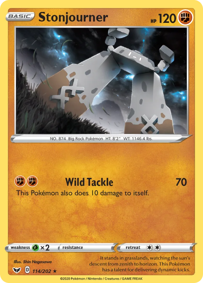 Stonjourner #114 Sword & Shield Pokemon card