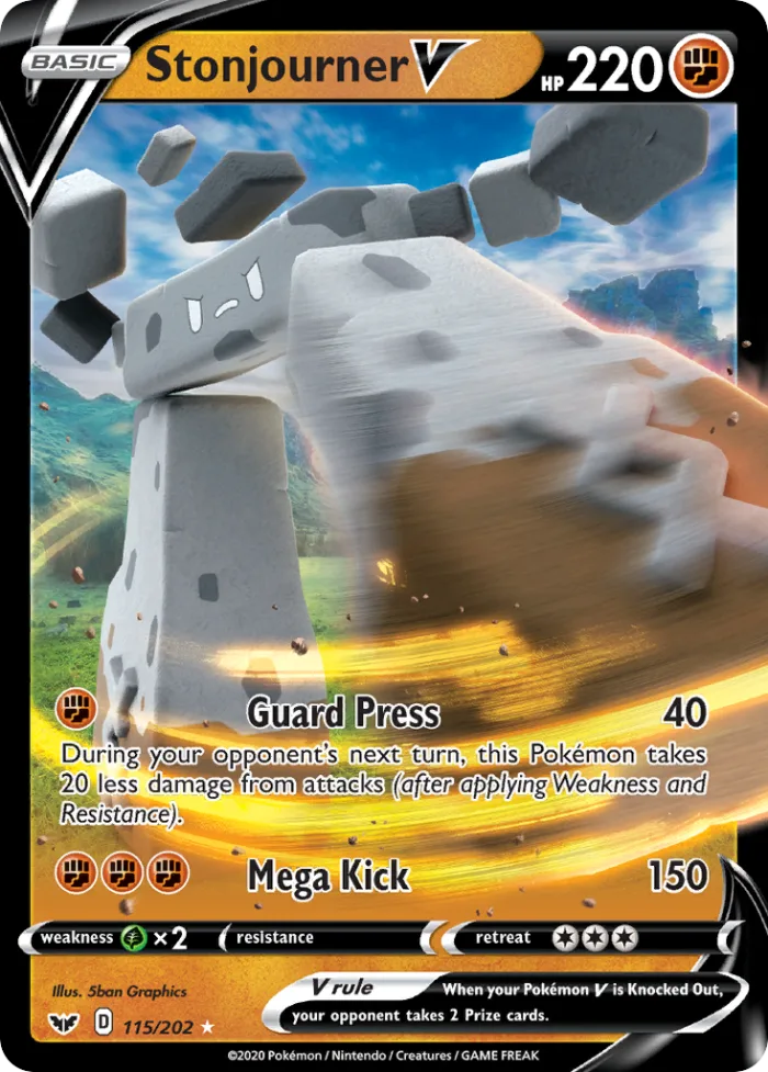 Stonjourner V #115 Sword & Shield Pokemon card