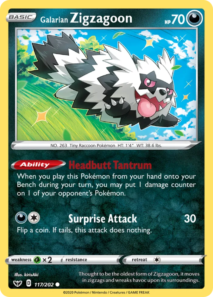 Galarian Zigzagoon #117 Sword & Shield Pokemon card