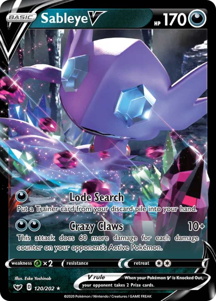Sableye V #120 Sword & Shield Pokemon card