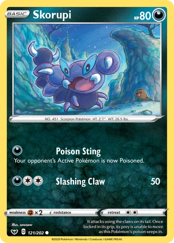 Skorupi #121 Sword & Shield Pokemon card