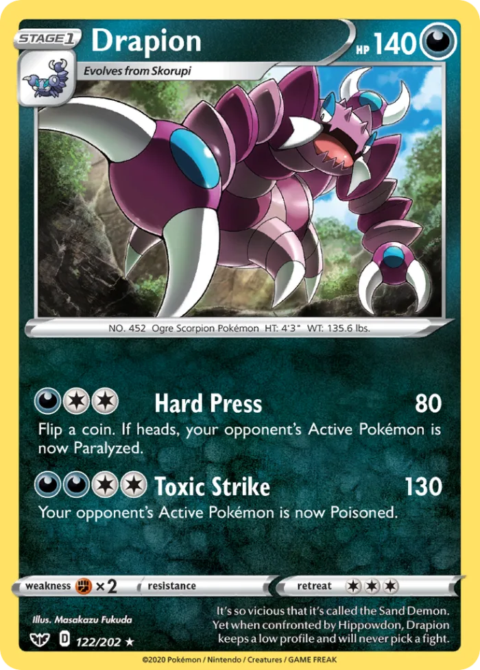 Drapion #122 Sword & Shield Pokemon card