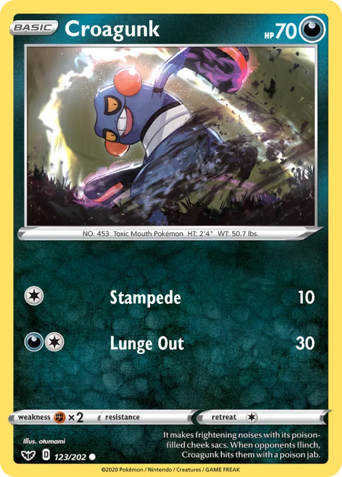Croagunk #123 Sword & Shield Pokemon card