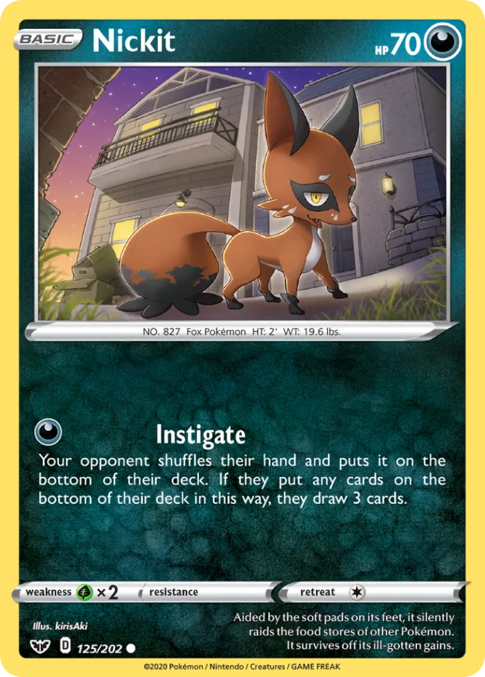 Nickit #125 Sword & Shield Pokemon card