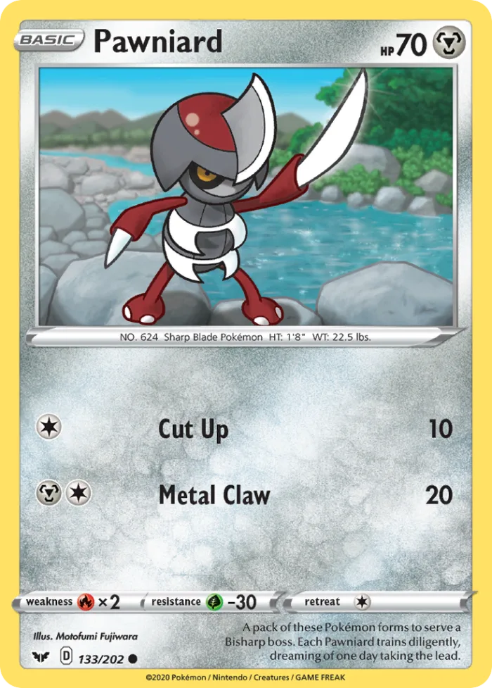 Pawniard #133 Sword & Shield Pokemon card