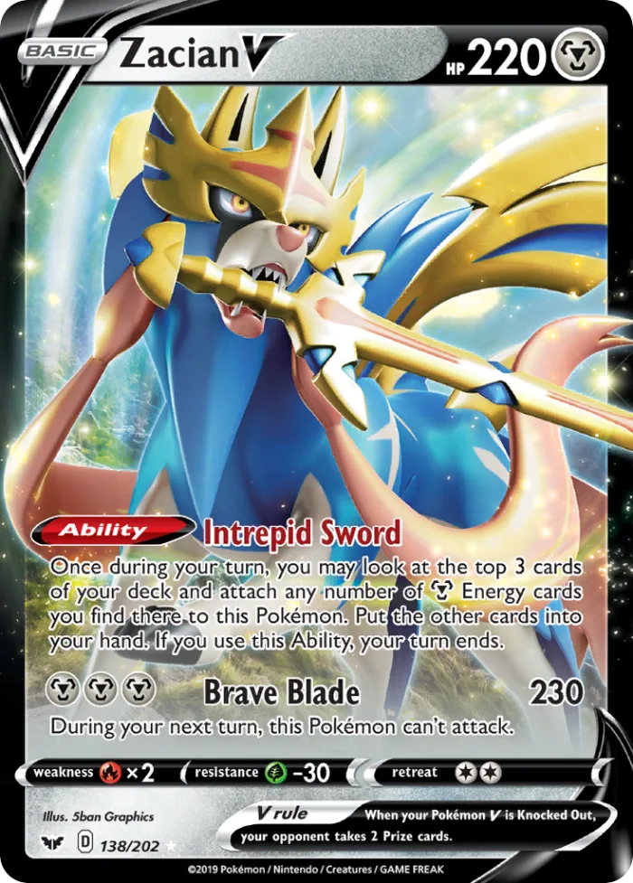 Zacian V #138 Sword & Shield Pokemon card