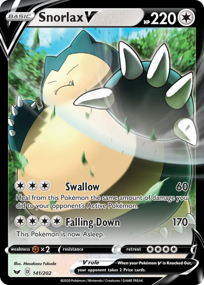 Snorlax V #141 Sword & Shield Pokemon card