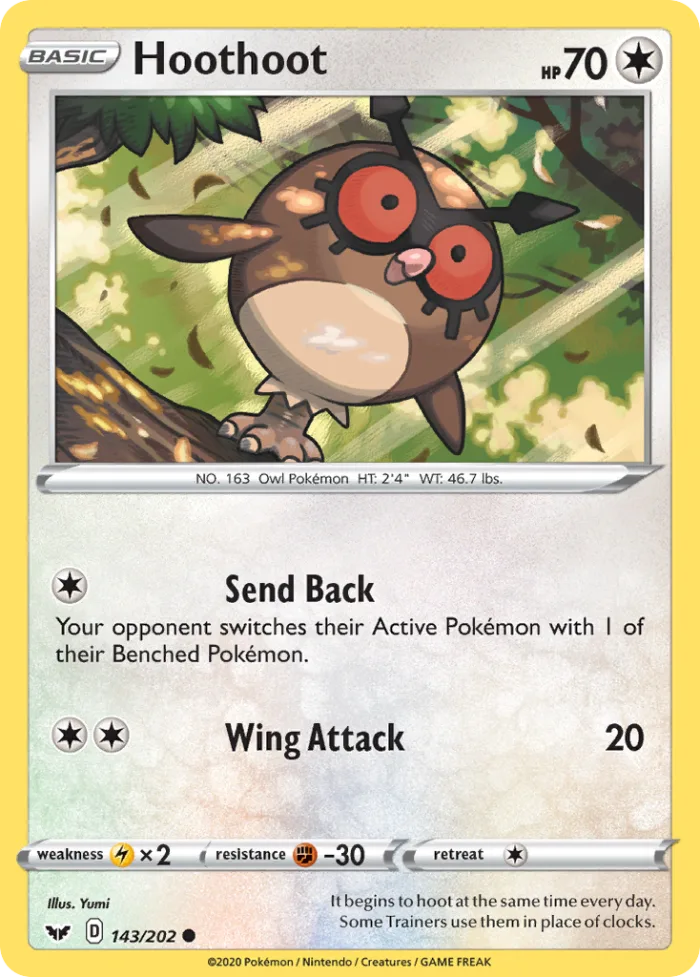 Hoothoot #143 Sword & Shield Pokemon card