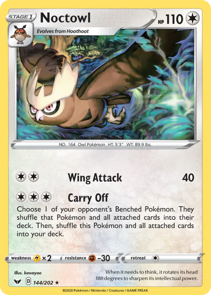 Noctowl #144 Sword & Shield Pokemon card