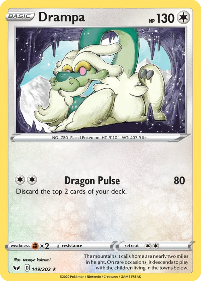 Drampa #149 Sword & Shield Pokemon card