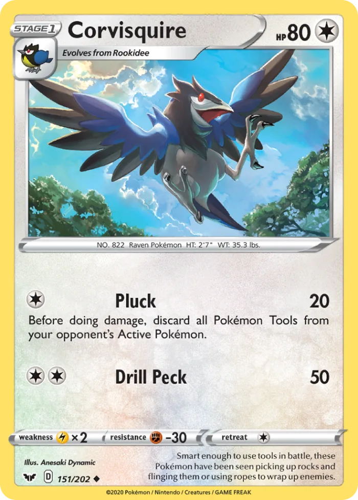 Corvisquire #151 Sword & Shield Pokemon card