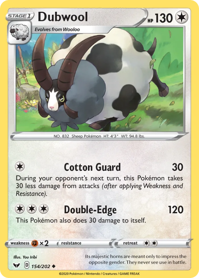 Dubwool #154 Sword & Shield Pokemon card