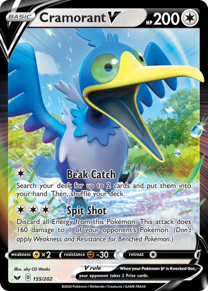 Cramorant V #155 Sword & Shield Pokemon card
