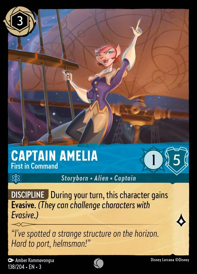 Captain Amelia #138 Into the Inklands Disney Lorcana card