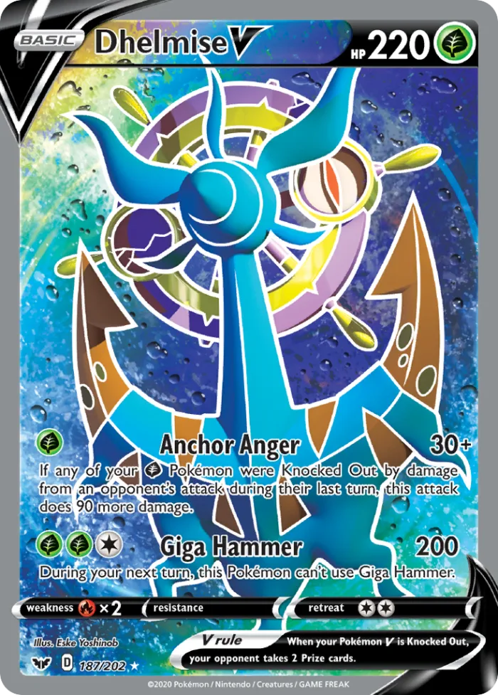 Dhelmise V #187 Sword & Shield Pokemon card