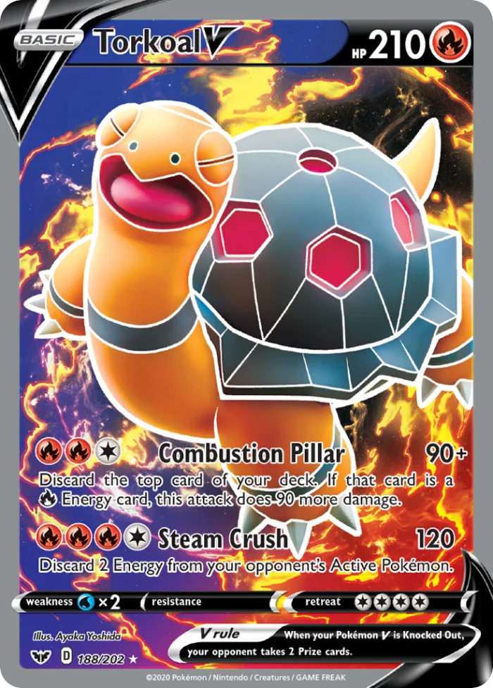 Torkoal V #188 Sword & Shield Pokemon card