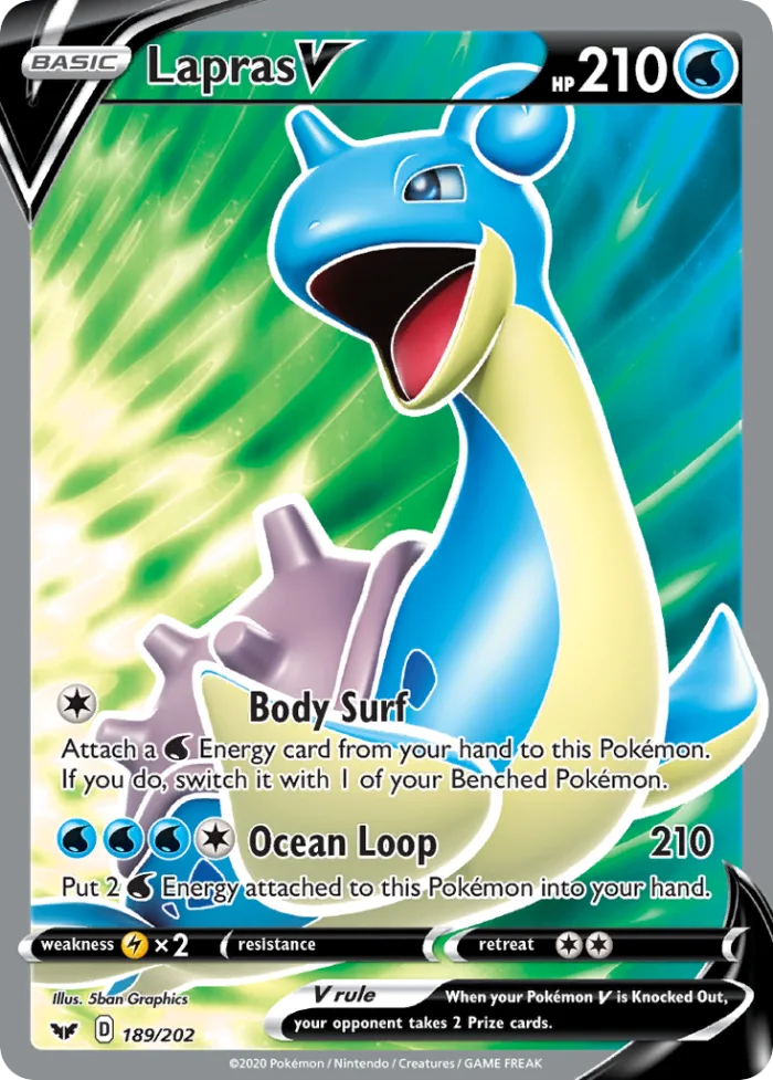 Lapras V #189 Sword & Shield Pokemon card
