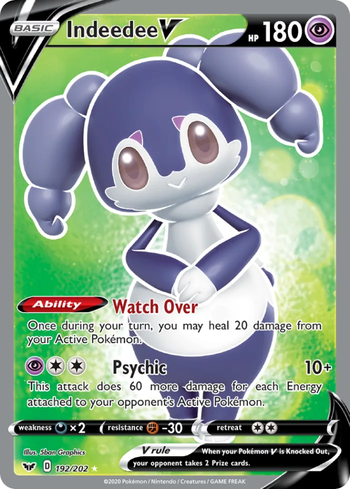 Indeedee V #192 Sword & Shield Pokemon card