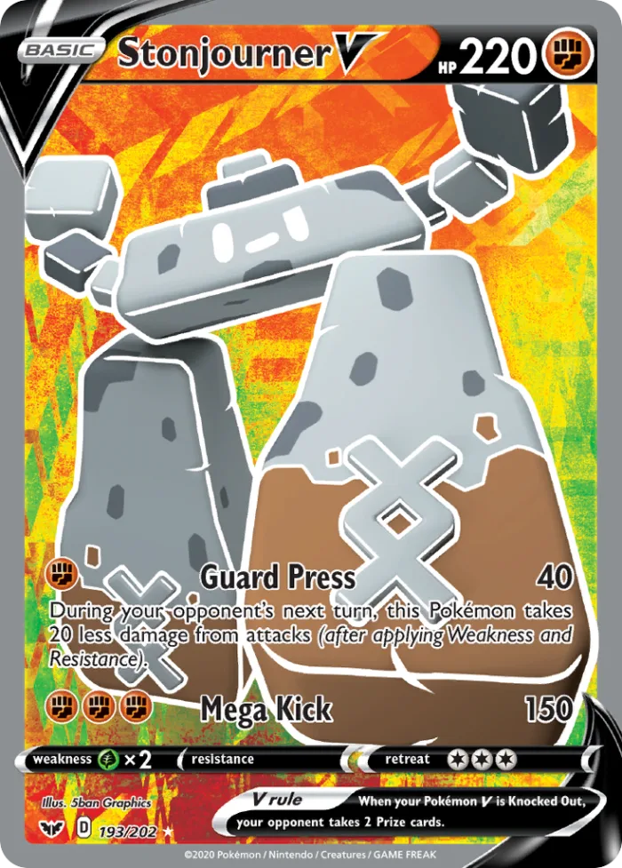 Stonjourner V #193 Sword & Shield Pokemon card
