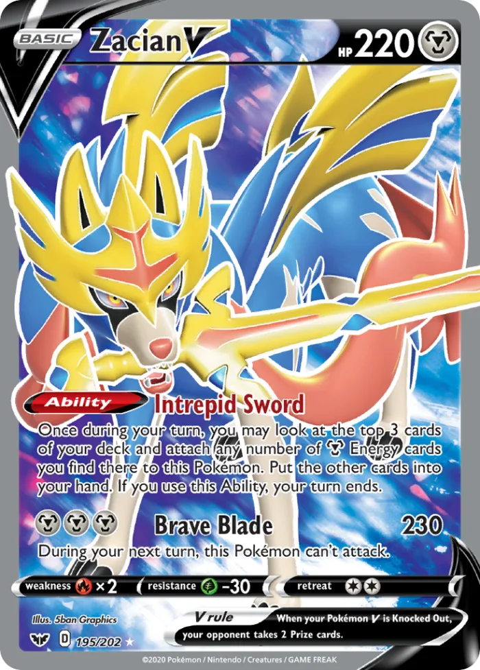 Zacian V #195 Sword & Shield Pokemon card