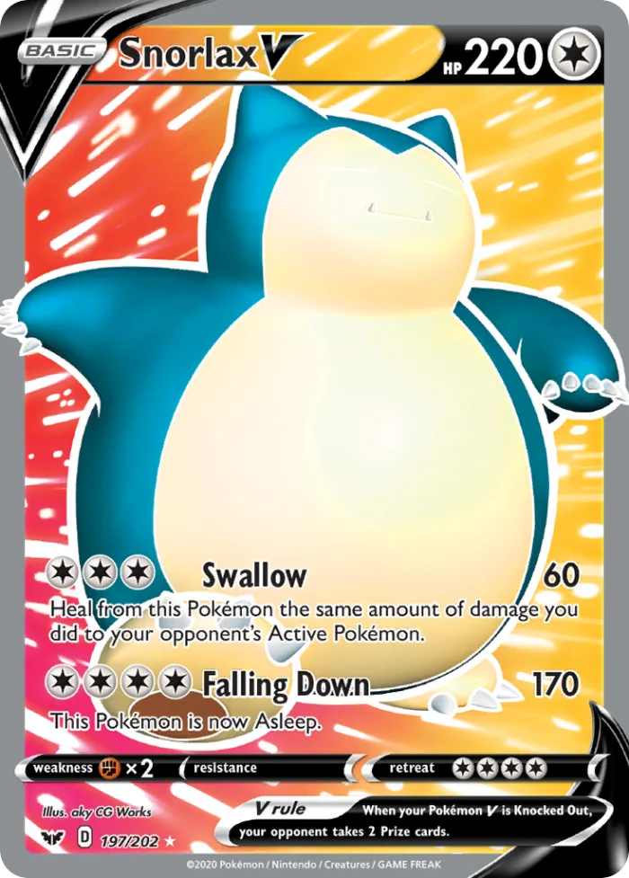 Snorlax V #197 Sword & Shield Pokemon card