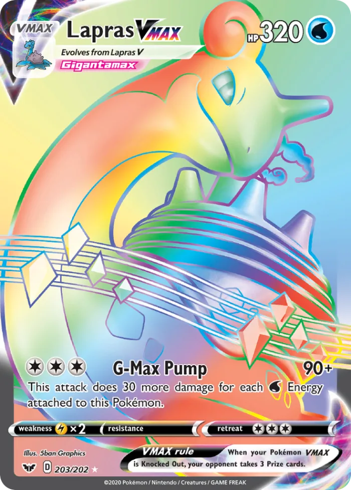 Lapras VMAX #203 Sword & Shield Pokemon card