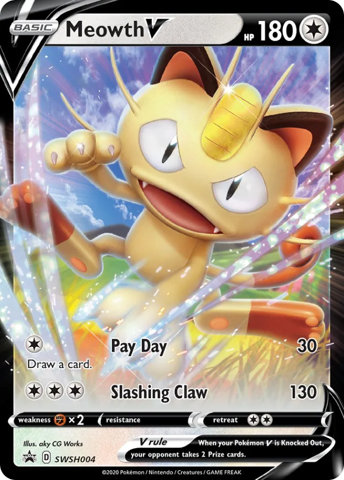 Meowth V #SWSH004 SWSH Black Star Promos Pokemon card