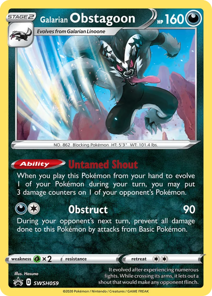 Galarian Obstagoon #SWSH059 SWSH Black Star Promos Pokemon card