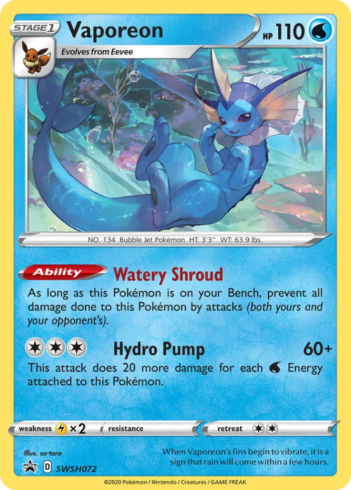 Vaporeon #SWSH072 SWSH Black Star Promos Pokemon card