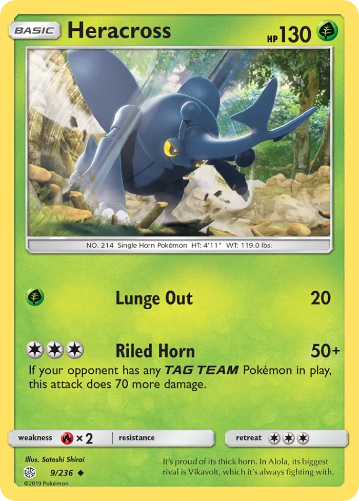 Heracross #9 Cosmic Eclipse Pokemon card
