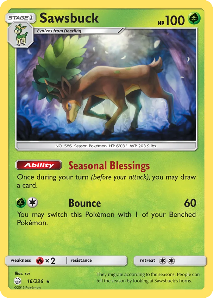 Sawsbuck #16 Cosmic Eclipse Pokemon card