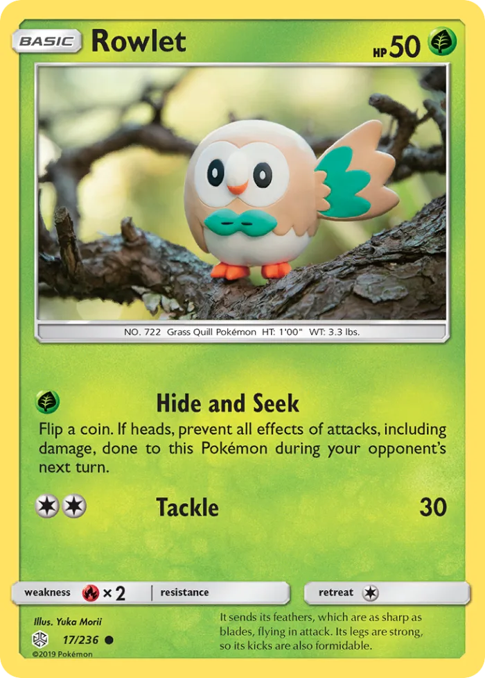 Rowlet #17 Cosmic Eclipse Pokemon card