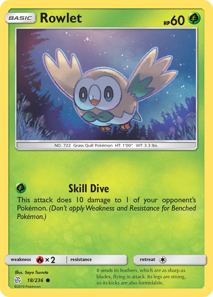 Rowlet #18 Cosmic Eclipse Pokemon card