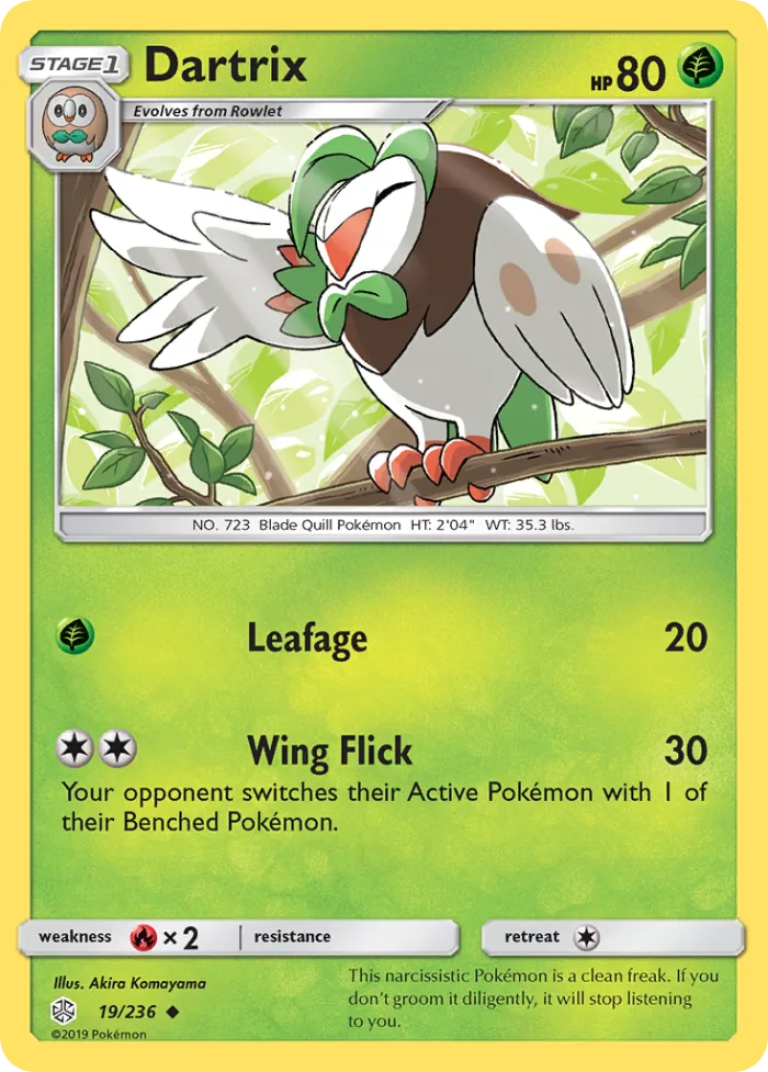 Dartrix #19 Cosmic Eclipse Pokemon card
