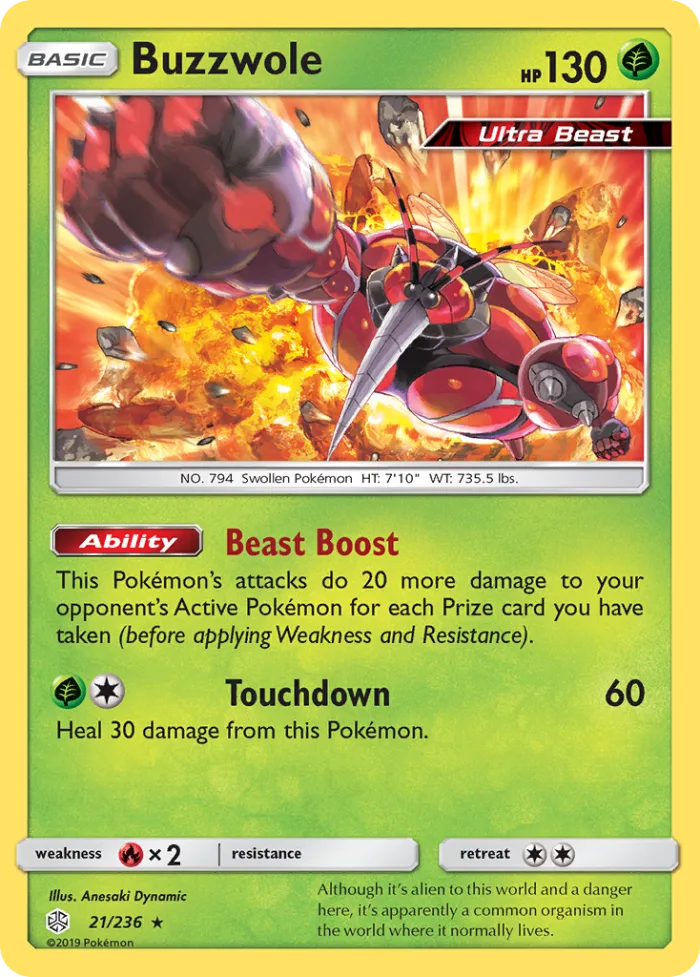 Buzzwole #21 Cosmic Eclipse Pokemon card
