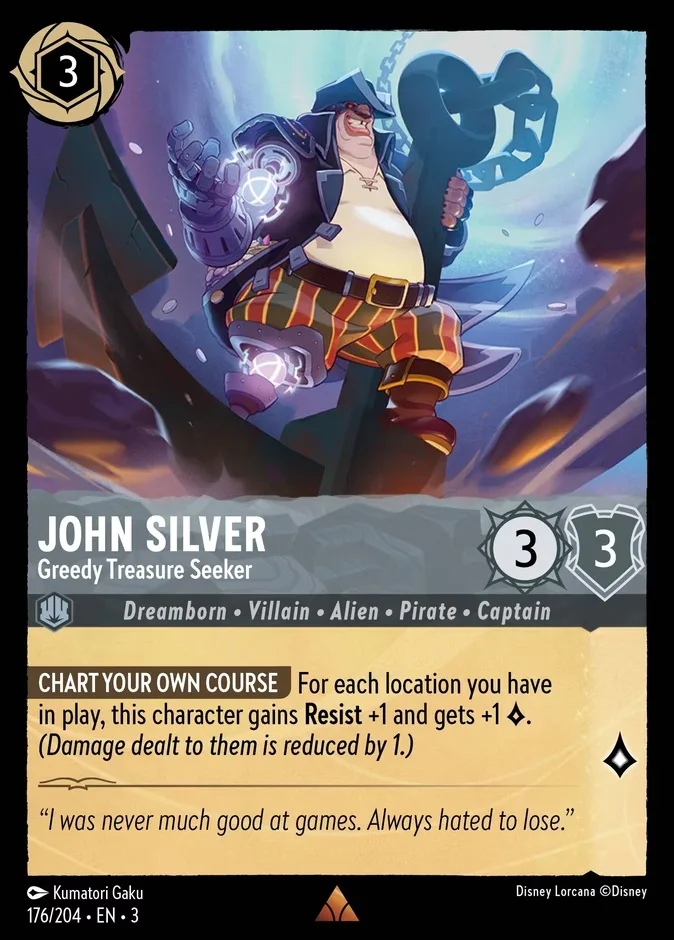John Silver #176 Into the Inklands Disney Lorcana card