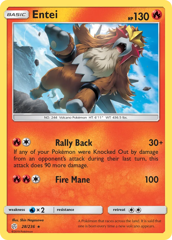 Entei #28 Cosmic Eclipse Pokemon card