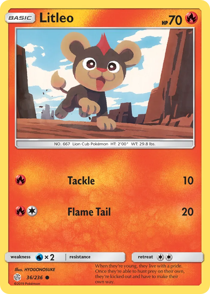 Litleo #36 Cosmic Eclipse Pokemon card