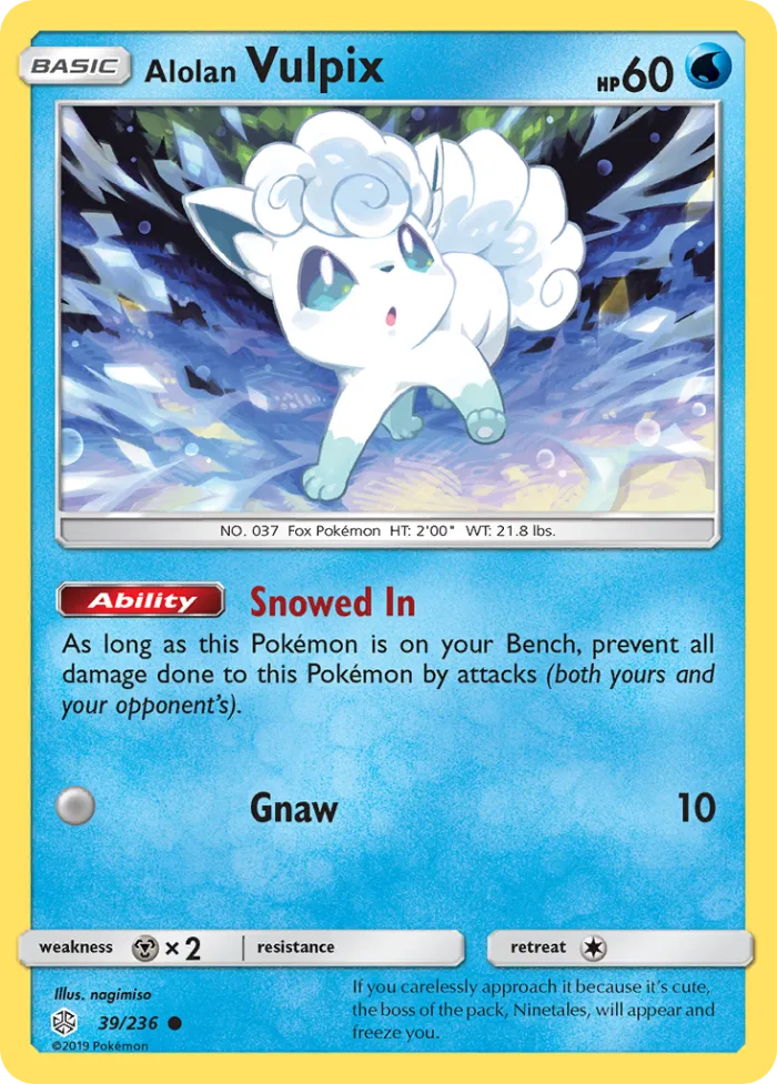 Alolan Vulpix #39 Cosmic Eclipse Pokemon card