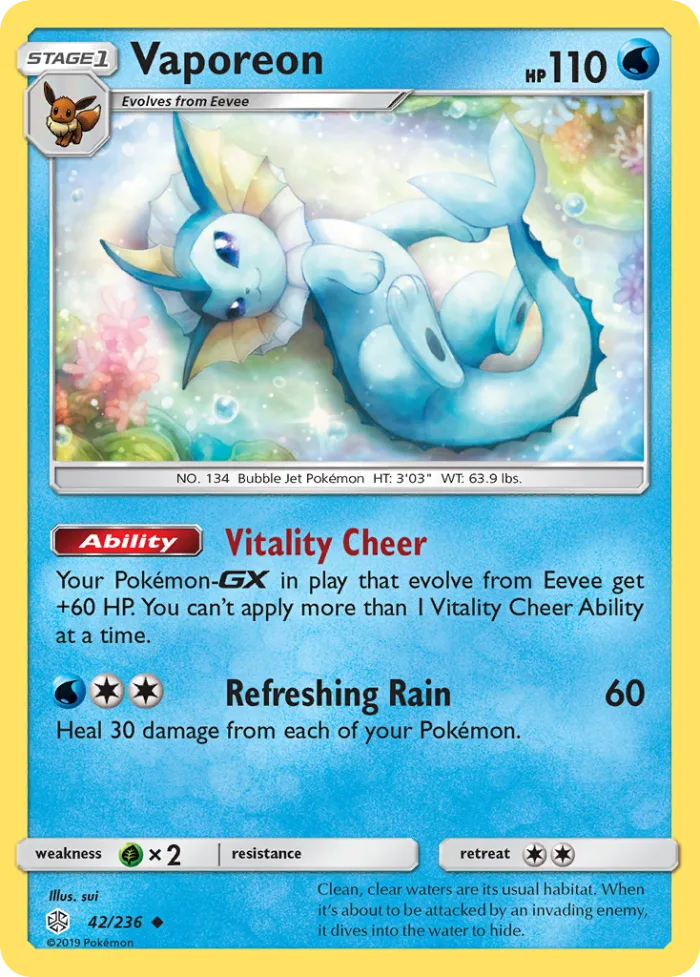 Vaporeon #42 Cosmic Eclipse Pokemon card