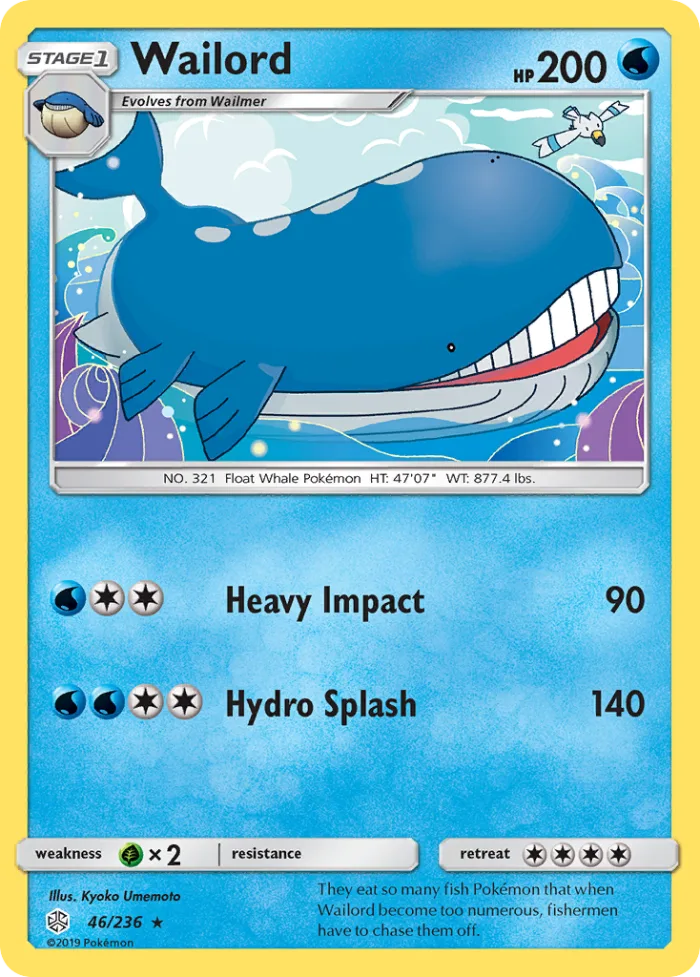 Wailord #46 Cosmic Eclipse Pokemon card