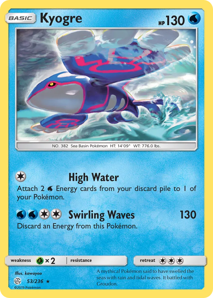 Kyogre #53 Cosmic Eclipse Pokemon card