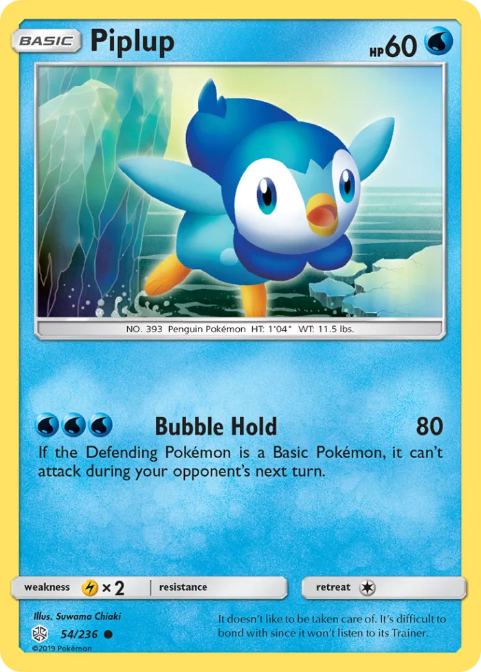 Piplup #54 Cosmic Eclipse Pokemon card